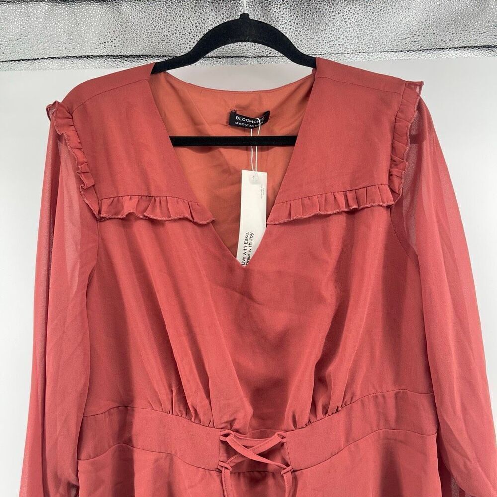 BloomChic Women’s Plus Size Rust Boho Blouse Long Sleeve Size 18/20 NWT - Picture 3 of 16